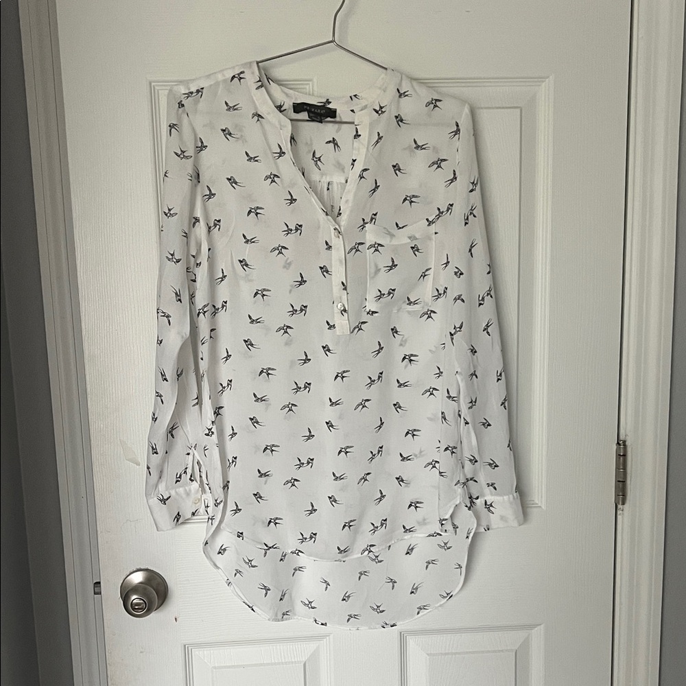 Primark White Blouse with Bird Pattern